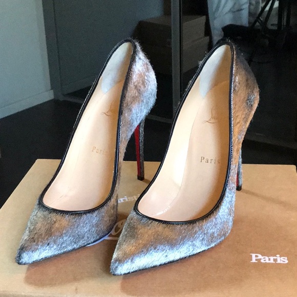 Christian Louboutin Silver Metallic Pony Hair Pump - Picture 1 of 4